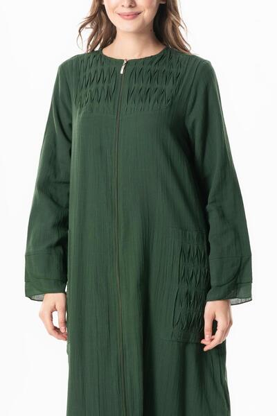 Eliş Şile Bezi Μακρυμάνικο Voile Tulle με ραβδώσεις Καλοκαιρινό Ferace Green Ysl