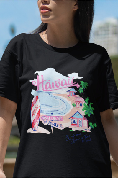 SUNFREE ПОПУЛЯРНИЙ ТРЕНД ЖІНОЧИЙ ОВЕРСАЙЗ-ФУТБОЛКА З ПРИНТОМ HAWAI