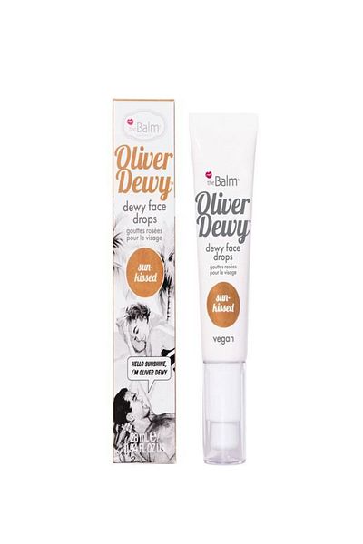 the balm Oliver Dewy Face Drops Illuminator Highlighter Peach-Gold-Suncolor