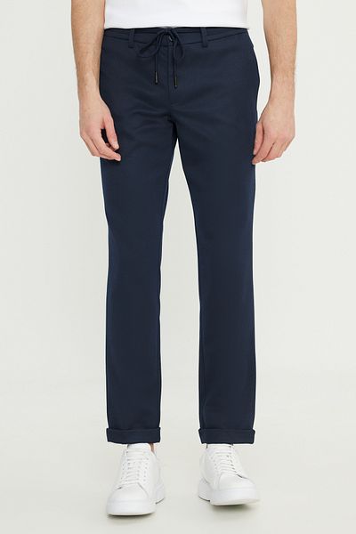 ALTINYILDIZ CLASSICS Slim Fit Slim Fit Waist Tie Side Pocket Stretchy Casual Navy Blue Trousers