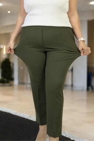 yagmurberen Full Lycra Without Closure Waist Elastic Double Crepe Fabric Large Size Pencil Pants