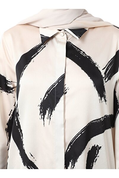 Refka Σατέν τουνίκ με φαρδιά κοπή - Μπεζ- Refka