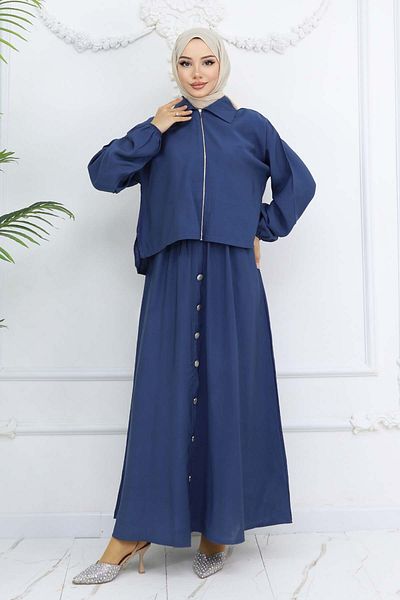 benguen Zipper Jacket Dress Indigo 4807