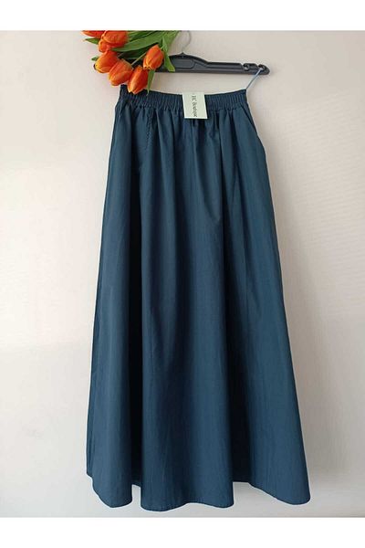 HC Boutique Fusta lungă din țesătură popelin cu buzunar filet, fără căptușeală