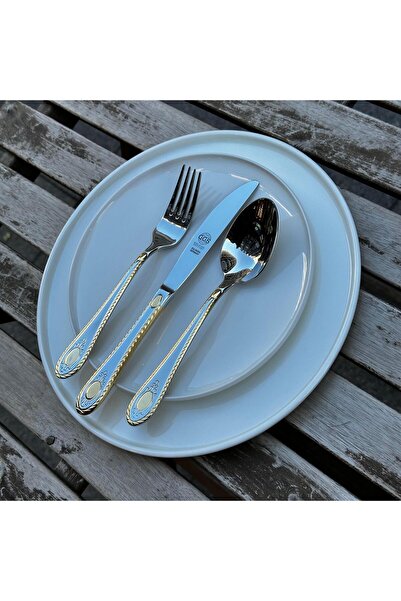 ggs solingen Vanessa Parlak Altın 96 Parça 12 Kişilik Çatal Kaşık Seti