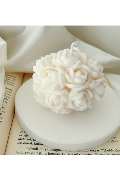 LUMİNA Dekoratif Büyük Gül Kokulu Mum - Soya Wax Mumu