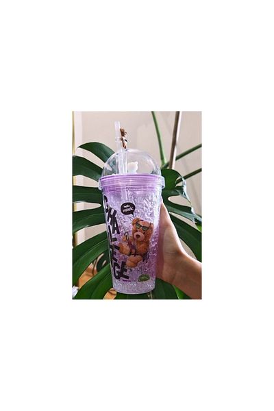 Lexi Bella Purple 2726 450ml Water Bottle Double Layer Mica with Cute Character Figure