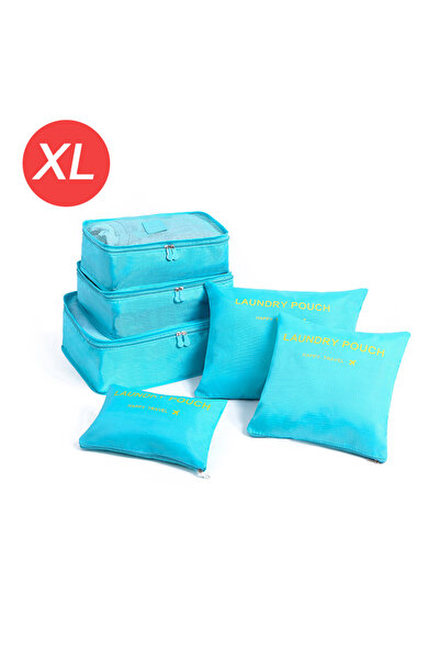 Choice XL-Blue 6-piece large size travel organizer portable suitcase organizer clothes shoes makeup bag lug