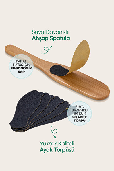 Biowhitening AYAK TÖRPÜ SETİ - SUYA DAYANIKLI AHŞAP SAP - YÜKSEK KALİTELİ TÖRPÜ - NASIR GİDERİCİ - 20 ADET YEDEK