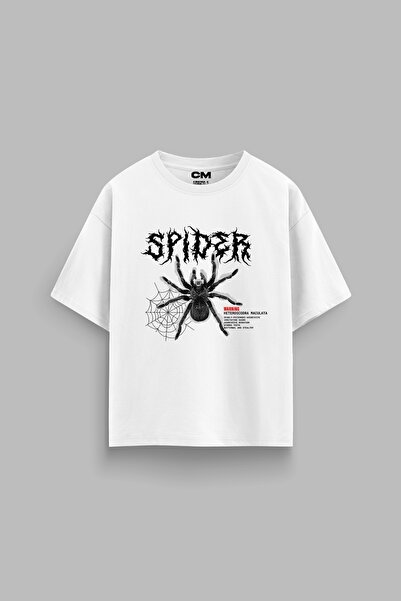 CİNEMA MODA Spider Štampano opuštenog kroja 30/1 unisex bela majica