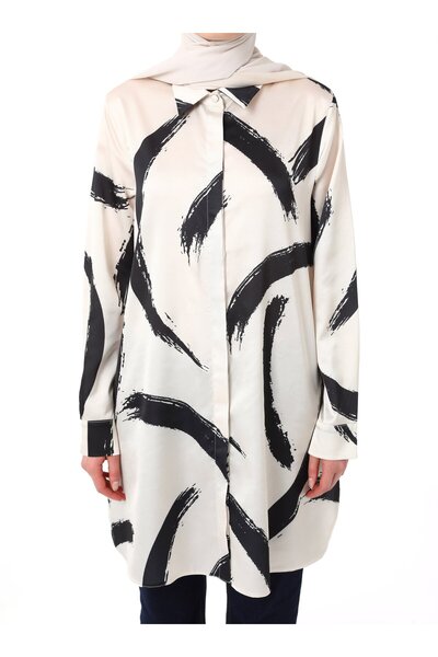 Refka Σατέν τουνίκ με φαρδιά κοπή - Μπεζ- Refka