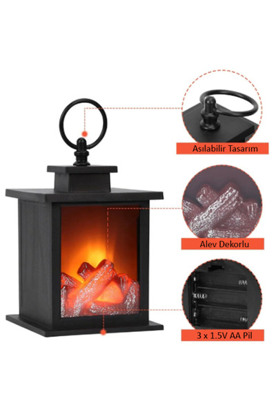 Forever Odun Ateşi Görünümlü Pilli Dekoratif Mini Şömine