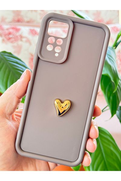 Fibaks حافظة لهاتف Xiaomi Redmi Note 11 Pro&12 Pro 4G بتصميم قلب ثلاثي الأبعاد وغطاء حماية للكاميرا بنمط بني