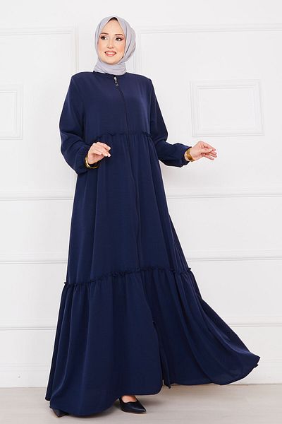 EBRUTESETTÜR Elastic Sleeve Gathered Hijab Ferace