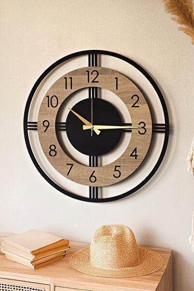 LUPOKRAFT Dekoratif Yeni Modern Mintaka Meşe Ahşap Duvar Saati 48cm