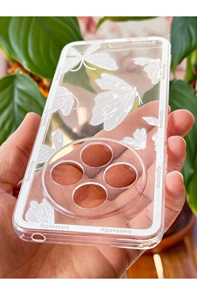 Fibaks Case for Xiaomi Redmi 14C Transparent Butterfly Design Patterned Soft Silicone Cover with Camera Protection