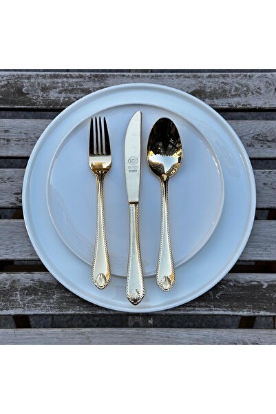 Genel Markalar Vanessa Full Gold 96 Parça 12 Kişilik Altın Kaplama Çatal Kaşı...