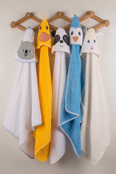 Kirazkids منشفة حمام قطنية منقوشة على شكل بطريق