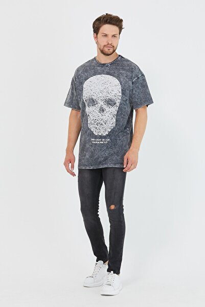 Polo State Ανδρικό μπλουζάκι με στάμπα με στάμπα Oversize Basic Anthracite