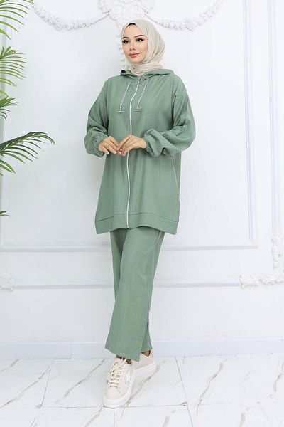 benguen Chain Detailed Hijab Suit - 4760 Model