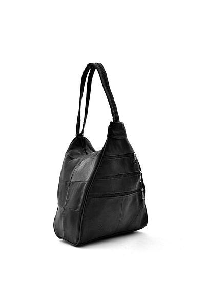 Newish Polo Women's Genuine Leather Large Eye Backpack and Shoulder Bag - Black
