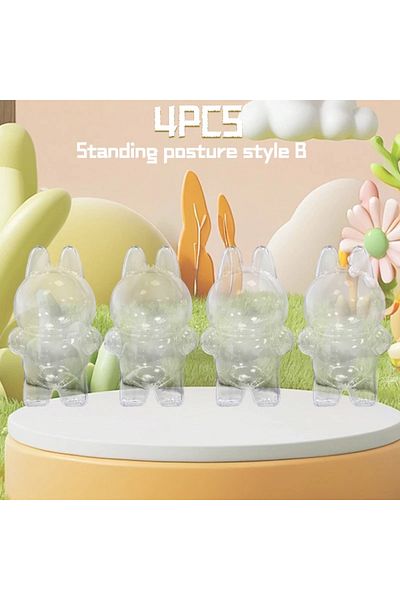 Choice no doll Shell-B 4PCS Labubu Blind Box Transparent Protective Cover Thickened Dust Bag Pendant Doll A