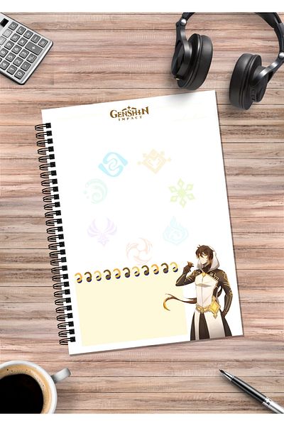 mertfigur Genshin Zhongli Anime Spiral Notebook A5 (50Sheets)
