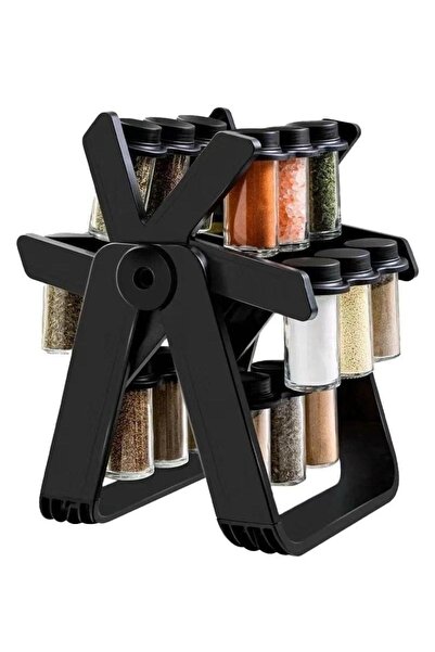 Denx Rotating spice rack organizer with 18 glass spice jars,  360 degree rotating  DX2504
