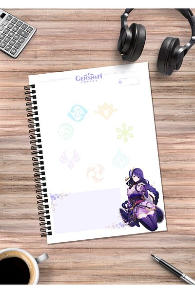 mertfigur Genshin Raiden Shogun Anime Spiral Notebook A5 (50Sheets)
