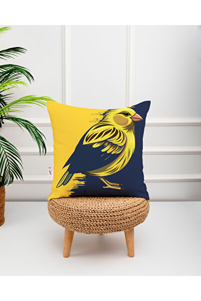 menesahome Калъфка за възглавница с дигитален щампован мотив „Канарче“ в жълт...