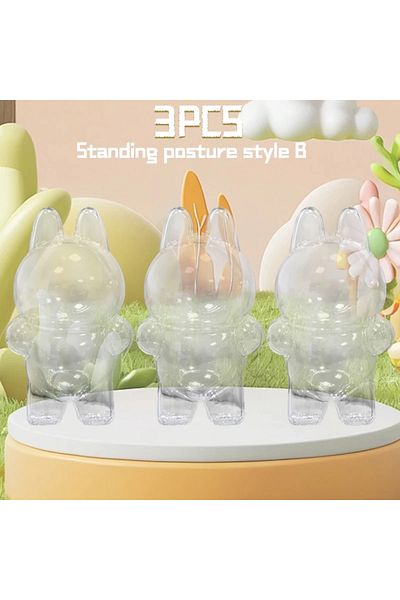 Choice no doll Shell-B 3PCS Labubu Blind Box Transparent Protective Cover Thickened Dust Bag Pendant Doll A