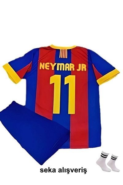 yenteks Barcelona Neyamr JR 2011 Tricou de fotbal pentru copii Set de 4 tricouri+Short+Șosete+Brățară