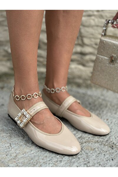 Giydim Gidiyor Anata Crystal Stone Λουστρίνι Μπαλαρίνα Κρέμα