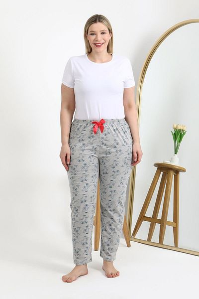 Akbeniz Pijama gri pentru femei de mărime mare din bumbac 27558