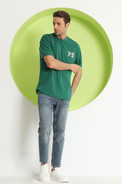 Polo State Ανδρικό μπλουζάκι με στάμπα PS Oversize Πράσινο