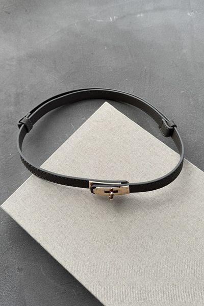 LEONAS Adjustable Gray Women's Belt - Gold Lock Buckle