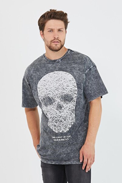 Polo State Ανδρικό μπλουζάκι με στάμπα με στάμπα Oversize Basic Anthracite