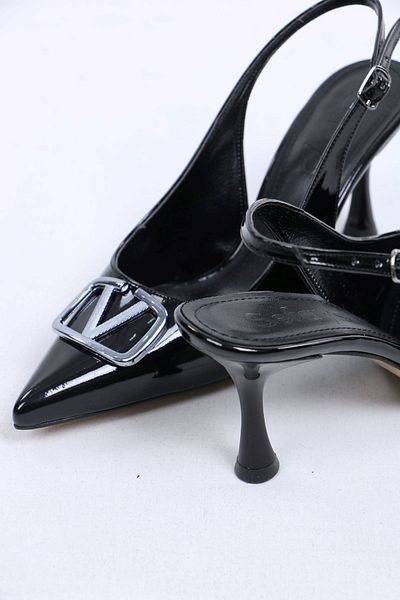 sefayol Javed Black Patent Leather Heeled Women's Shoes
