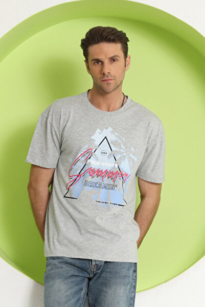 Polo State Tricou oversize imprimat pentru bărbați Gri Melange