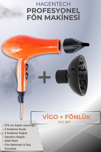 hagentech Orange Professional Hair Dryer Vigo Professional Blow Dryer Hair Dryer 2500Watt