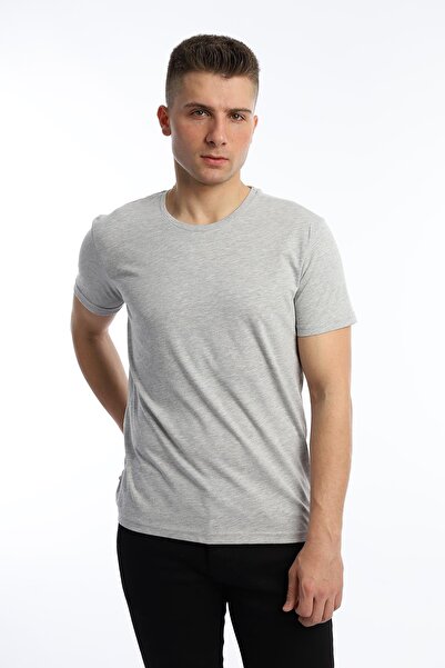 Polo State Tricou pentru bărbați cu decolteu rotund, gri Melange