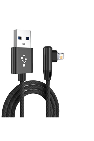 Choice كابل يو اس بي 90 درجة أسود بطول 1 متر لهاتف آيفون 14 13 12 11 برو ماكس...