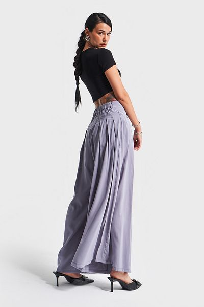 its basic Women's Light Anthracite Color Super Palazzo Fit Flowy Fabric Design Pants