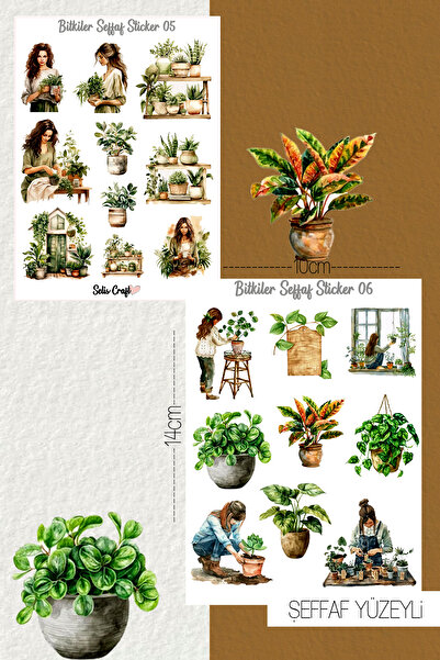 SelisCraft Bitkiler Temalı Şeffaf Sticker Seti 05-06 Ajanda Planlayıcı Bullet...