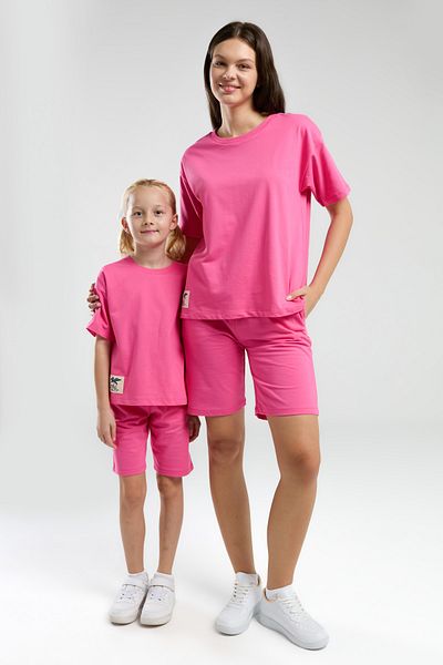 Rolypoly Mother & Daughter Bermuda Set: 100% Cotton, Short Sleeve, Crew Neck