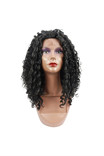 TAM TARZ Siyah Yoğun Dalga Afro Dalga Tül Peruk