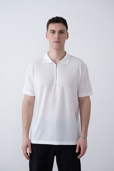 İLKCET MODA Collar Detail Zippered Modal Men's Tshirt