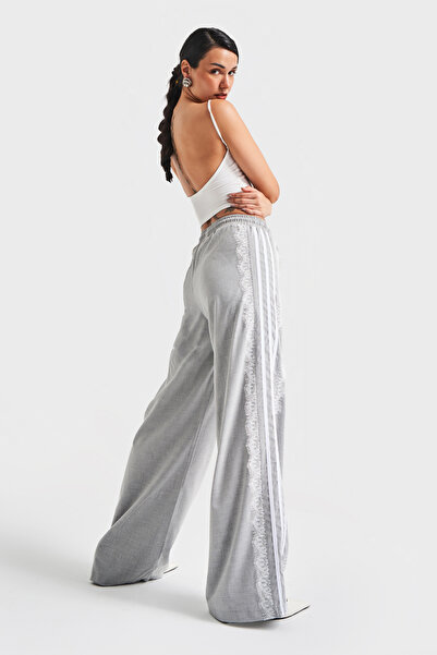 its basic Жіночі сірі штани з бічними смужками та мереживними деталями