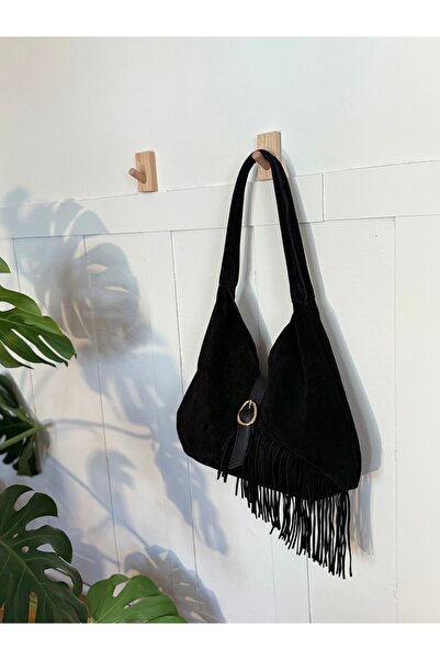 heybelprive Heybel Hakiki Deri Süet Püsküllü Omuz Çantası, Gerçek Deri Süet T...