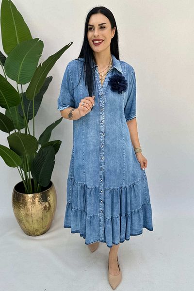GÖKSEL Flower Collar Pin Large Size Dress
